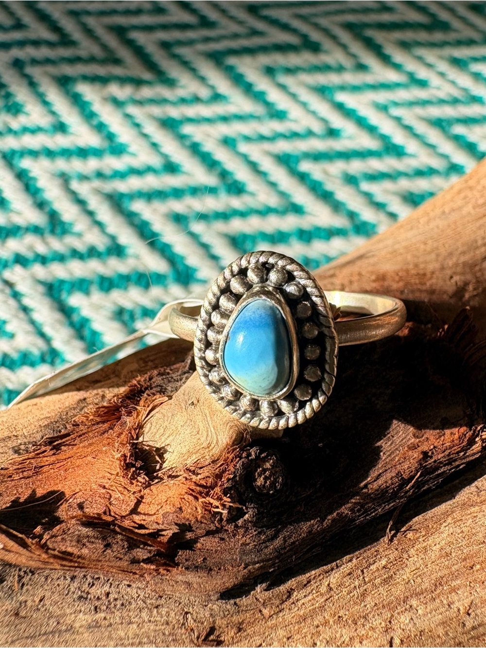 925 Sterling Silver Blue Holden Hills Turquoise Teardrop Ring